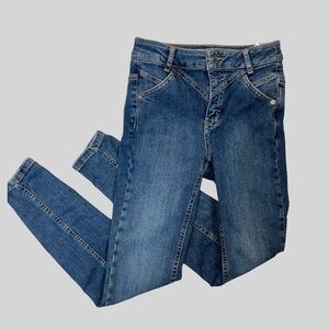 FREE PEOPLE Riley Skinny‎ Blue Jeans Back Seam High-Rise Stretch 26 We The Free